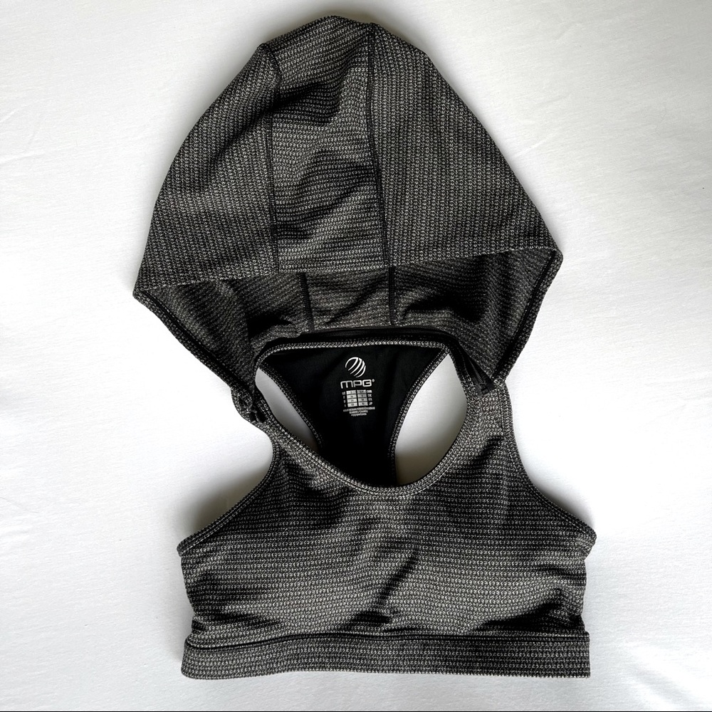 MPG elliptical hooded sports bra